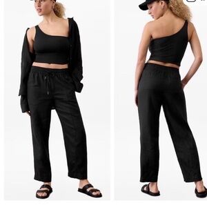 Athleta Retreat Linen Pants Black, Size 1X